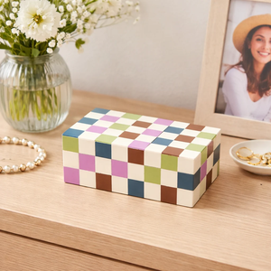 FAIZA CRAFT Boîte de rangement à bijoux carrée moderne de qualité supérieure avec incrustation en résine gravée – Meilleur fournisseur d'Inde - Product Image 4