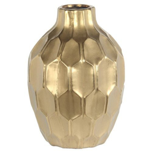 Luxury Gold Electroplated <b>Ceramic</b> <b>Vase</b> Modern Geometric Honeycomb Flower Pot For High-End Home Wedding And Hotel Tabletop Decor - Product Image 1