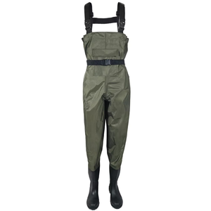 Salopette de travail et de chasse décontractée pour homme, motif Real Tree, vert olive, imperméable, avec bottes noires - Product Image 1
