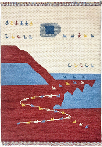Tapis Kilim Élégant à Poils Longs en Laine/Soie, Tufté à la Main, Antidérapant, Extra Épais, Design Géométrique, Revêtement de Sol Haut de Gamme pour l'Intérieur - Product Image 5