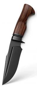 Herramienta Utilitaria para Acampar al Aire Libre, Hecha a Mano, de Acero al Carbono Negro Mate, con Mango de Madera de Palisandro Oscuro - Product Image 6