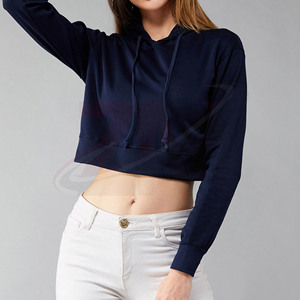 เสื้อฮู้ดดี้ครอปสีน้ำเงินเข้มสุดหรู ขนาดพลัสไซส์ สินค้ามาใหม่ ขายดี ผ้าฝ้ายฟลีซ 100% สวมใส่สบาย แบรนด์สั่งทำพิเศษ - Product Image 2