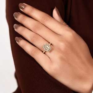 Bague solitaire en diamant de laboratoire taille Old Mine 2 carats, en or massif 10k 14k 18k, or rose, argent, avec anneau de fiançailles à branches fendues - Product Image 1