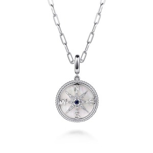 Collier pendentif boussole de luxe en argent sterling 925 avec étoile du Nord en nacre, bijoux pour femmes - Product Image 3