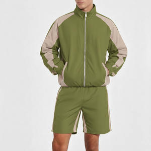 Streetwear personnalisé 2 pièces surdimensionné baggy fermeture éclair polyester nylon coupe-vent veste et short ensemble coupe-vent survêtement pour hommes - Product Image 6
