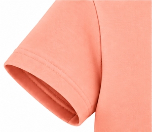 Camiseta de manga corta con cuello redondo para mujer, color rosa melocotón, teñido liso, básica - Product Image 6