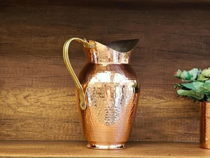 Copper Water <b>Jug</b> Hammered Finish 2.0-3.0L Stainless Steel Inner Vintage Style Durable Pitcher for <b>Drinks</b> Party Use - Product Image 2
