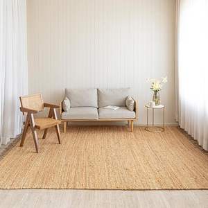 Tapis en jute à poils coupés moderne 2026 Silas Taupe pour salle à manger, couloir, entrée, chambre, salon - Product Image 3