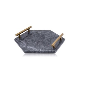 <b>Black</b> Marble <b>Tray</b> With Metal Handle for Restaurant Coffee Table Top <b>Tray</b> Custom Size Marble Fruits Storage <b>Serving</b> <b>Tray</b> Hot Sale - Product Image 4