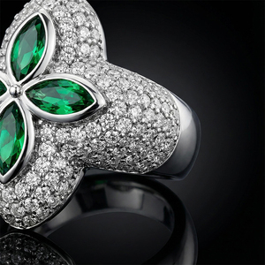 Luxury Flower Cocktail <b>Ring</b> man 925 <b>Silver</b> <b>Emerald</b> Cut Diamond Marquise Cut Party Jewelry - Product Image 2