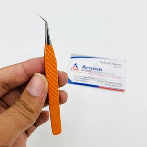 แหนบจับเพชรเคลือบผงสีส้ม45องศาทำจากสเตนเลสสตีลแข็งปลายแหลมสำหรับการต่อขนตา - Product Image 1