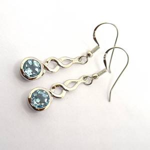 Pendientes Cruzados de Topacio Azul Cielo Natural, Plata de Ley 925, Regalo de Piedra de Nacimiento de Diciembre para Ella, Aniversario - Product Image 2