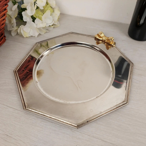Luxury Stainless Steel Serving Tray with Silver Color Octagon Shape Decorative Metal Platter for Wedding Hotel Home Usage - Product Image 4