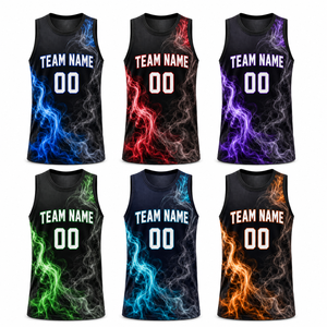 Camiseta de Baloncesto Juvenil Personalizada con Efecto Humo, Sublimada, Ligera, Transpirable, con Nombre y Número del Jugador, Uniforme de Equipo, Fabricante - Product Image 2