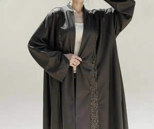 Al por mayor, Nuevo Estilo, Abaya Modesta, Túnica Islámica, Ropa Musulmana, Abierta por Delante, para Mujer, Larga hasta el Suelo, Cuello en V, Manga Larga, Poliéster - Product Image 3