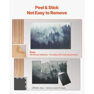 Set di 8 Pannelli Acustici Autoadesivi 63 X 23.62 X 0.4 Pollici, Piastrelle Decorative Fonoassorbenti in ABS per Pareti - Product Image 3