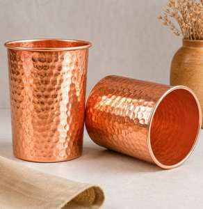 Gobelet en cuivre lisse à paroi simple, tasse métallique réutilisable, moderne, anti-fuite, portable, compatible lave-vaisselle et micro-ondes, pour les fêtes - Product Image 5