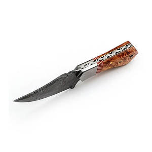Cuchillo de Desollado de Acero de Damasco Premium con Hoja Curva Multicapa y Mango Ergonómico para Uso en Campo OEM - Product Image 5