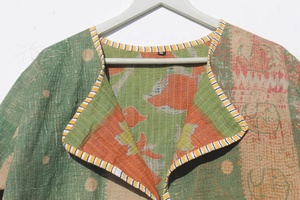 Chaqueta de edredones Kantha bohemios Vintage para mujer, abrigo largo relleno de algodón con tejido, abrigo Kantha indio antiguo transpirable para mujer - Product Image 5