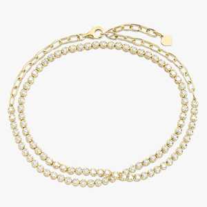 Collier et bracelet de tennis convertibles en diamant, 2 carats, moissanite CVD ronde personnalisée, bijoux de mariée élégants, classiques et luxueux en or 10k 14k - Product Image 5
