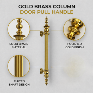 Manija de Puerta de Latón Sólido de Lujo Aureum Column |   Manija de Entrada Moderna con Diseño de Columna Acanalada, Resistente, para Hotel |   Premium - Product Image 3