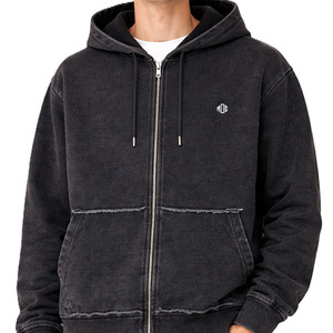 เสื้อฮู้ดซิปวินเทจผ้าฝ้ายฟลีซหนานุ่มทรงโอเวอร์ไซส์ สไตล์สตรีทแวร์ ซิปยาวเต็มตัว มีเชือกผูก ปรับแต่งโลโก้ได้ - Product Image 2