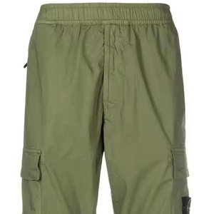 Pantalon cargo décontracté pour homme en toile vert olive, léger, à lacets, taille élastique, poignets côtelés, poches latérales, coupe droite - Product Image 6