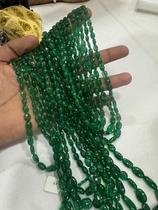 Cuentas de Esmeralda Zambiana de Calidad Superior, Corte Ovalado, Lisas, 5*7-7*9mm, Piedra Preciosa Natural para la Fabricación de Joyas, Venta al Por Mayor - Product Image 3