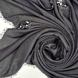 Handmade Stretchable <b>Black</b> Silk Square <b>Scarf</b> Gold Coin Trim Blue Beads Women's Headwear Polyester Embroidery Cross-stitching - Product Image 5