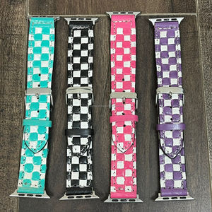 สายนาฬิกา Apple Watch หนังแท้ ดีไซน์ใหม่จากโรงงาน ลายตารางหมากรุก ดีไซน์ทันสมัย สายเปลี่ยนสำหรับทุกเพศ - Product Image 4