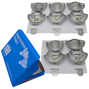 Juego Profesional de 10 Bandejas Metálicas para Impresiones Dentales |   Kit de Bandejas Perforadas de Acero Inoxidable (XS, S, M, L, XL) - Product Image 1