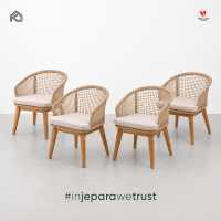 Chaise d'extérieur durable de qualité commerciale avec pieds en teck massif, résistante aux intempéries, siège rembourré en mousse à mémoire de forme, style minimaliste pour villa