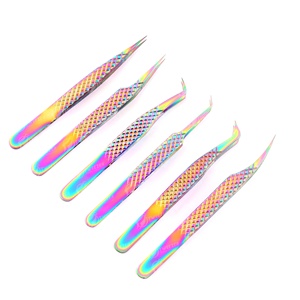 Pince à épiler précise pour extension de cils Pointe en fibre d'acier inoxydable Pince à épiler non magnétique en multicolore - Product Image 1