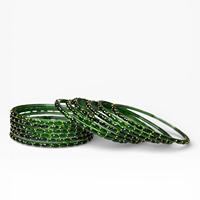 Ensemble de bracelets tendance en forme de goutte de pluie plaqués or de style indien vert émeraude foncé, bijoux de mode traditionnels pour l'exportation mondiale