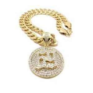 Collar con Colgante Redondo de Moissanita Chapado en Plata de Ley, Cadena Cubana Iced Out, Joyería Hip Hop Unisex para Fiesta - Product Image 3