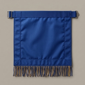 Custom <b>White</b> Masonic <b>Apron</b> Blue Trim Gold Embroidered Square Compasses Symbol with Fringe Tassel - Product Image 5