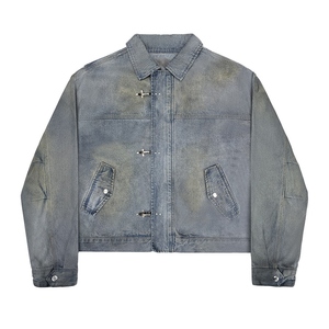 Conjunto de Moda para Hombre, Chaqueta de Mezclilla Cruda Informal de Invierno y Pantalones Anchos, Personalizado y Elegante - Product Image 5