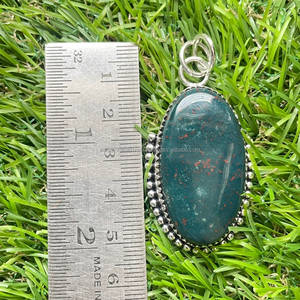 Colgante de Plata de Ley 925, colgante de piedras preciosas de piedra de sangre, joyería de piedra de plata hecha a mano, colgante de piedra de sangre para collar - Product Image 5