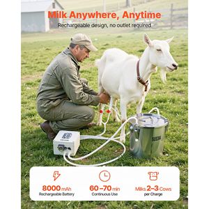 Máquina de Ordeño Recargable de 8000 mAh con Cubeta de Acero Inoxidable de Grado Alimenticio de 3.2 Gal/12 L y 4 Copas de Ordeño para Vacas y Cabras - Product Image 2