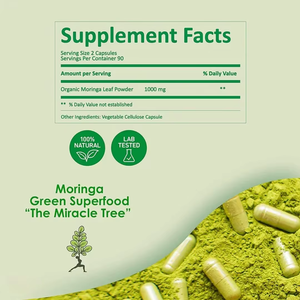 Capsules de Moringa OEM ODM 500mg Haute Concentration Moringa Oleifera 120 Capsules Végétaliennes pour l'Énergie Naturelle, l'Immunité et le Soutien de la Vitalité - Product Image 5