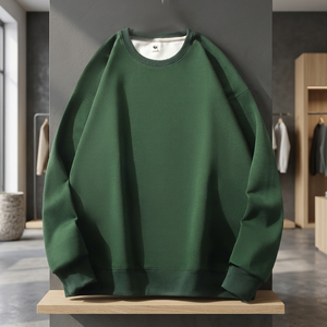 Sweat-shirt à col rond pour homme, coupe ample, en coton tricoté, couleur unie, décontracté, pour l'automne, manches régulières - Product Image 2