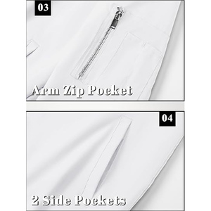 เสื้อแจ็คเก็ตบอมเบอร์สีขาวสำหรับผู้ชาย คอตั้ง ปิดด้วยซิป สไตล์ลำลอง ผลิตจากโพลีเอสเตอร์ เหมาะสำหรับใส่ในฤดูใบไม้ร่วง ทรงปกติ สีพื้น - Product Image 3