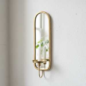 Rectangular Brass Wall Mirror With <b>Candle</b> Holder Decorative <b>Sconce</b> Traditional Style Framed Mirror For Wall - Product Image 2