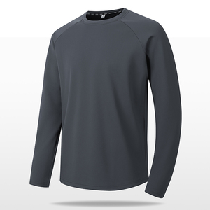 Men's Gray Long Sleeve <b>Raglan</b> <b>T</b>-<b>Shirt</b> 100% Polyester Quick Dry Regular Fit O-Neck Casual Wear - Product Image 3