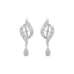 IGI Certified Lab Grown Diamond Leaf <b>Drop</b> Earrings 9KT Yellow / White & Rose Gold Dangle Earrings with Teardrop Accent for Women - Product Image 5