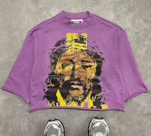 เสื้อยืดครอปทรงหลวมสไตล์วินเทจผ้าฝ้ายเฟรนช์เทอร์รี่ 100% หนา 300GSM ตัดเย็บแบบขอบดิบ รับผลิตตามสั่งขายส่ง - Product Image 3