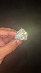 Pave Lab Grown Diamond Clover Ring 925 Sterling Silver 10K 14K 18K Mixed Baguette Round Iced Out Men <b>Cluster</b> Band Wholesale B2B - Product Image 3