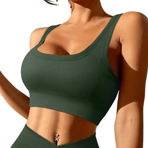 Conjunto Deportivo de Gimnasio para Mujer, Transpirable, de Cintura Alta, con Logotipo Frontal Sólido y sin Costuras, Top, Sujetador Deportivo y Leggings, Ropa Deportiva para Yoga - Product Image 1