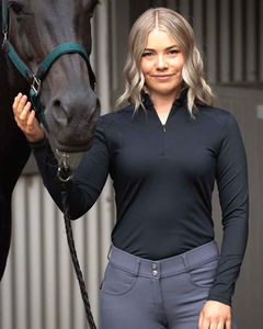 Camiseta de equitación ligera para mujer, tela elástica y transpirable, manga larga, para entrenamiento de equitación. - Product Image 2