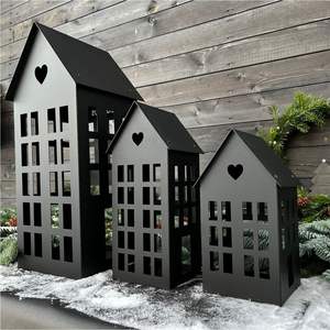 Modern Matte Black Metal House Candle Holder <b>Set</b> Nordic Tealight <b>Lanterns</b> Christmas Home Decor Tabletop Ornaments Wholesale - Product Image 1